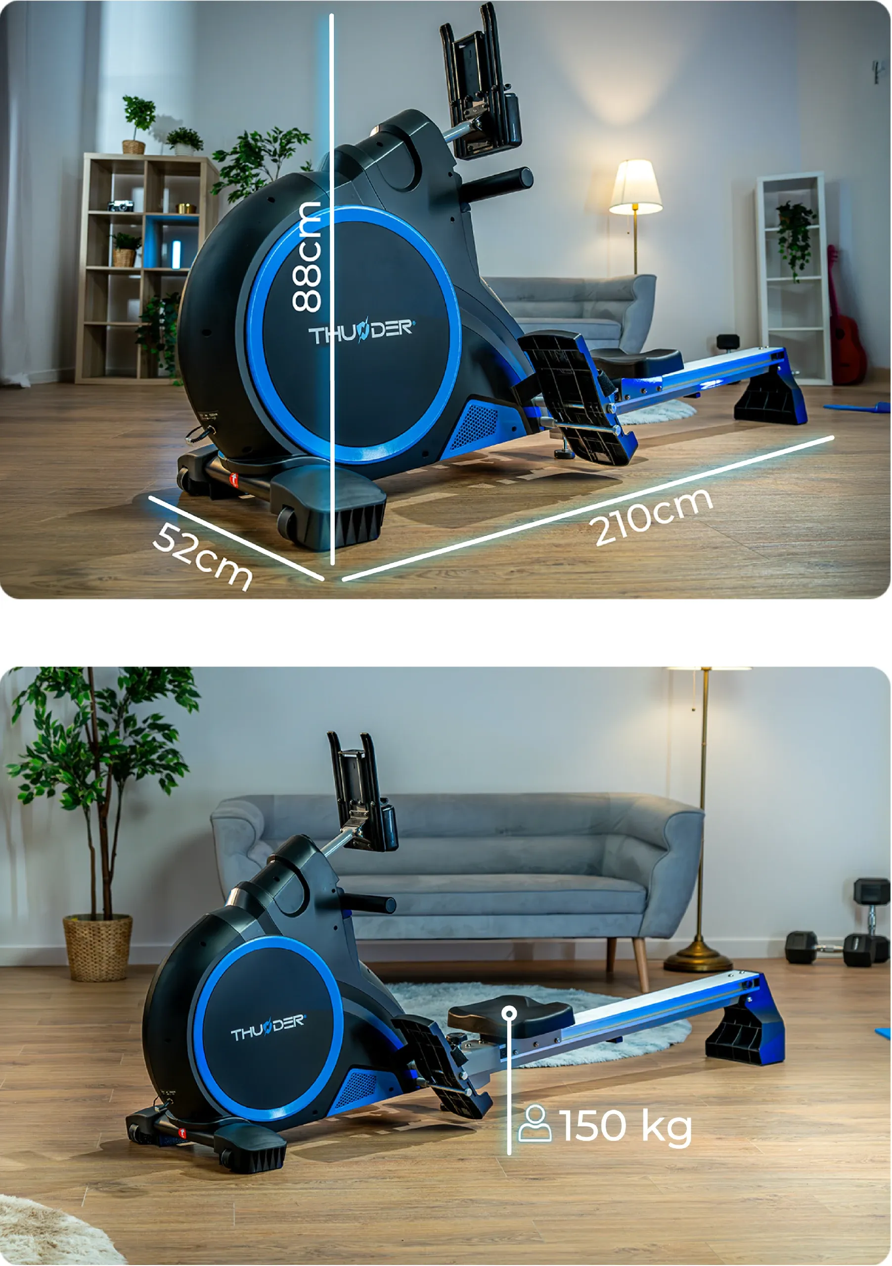 Side view of the rower