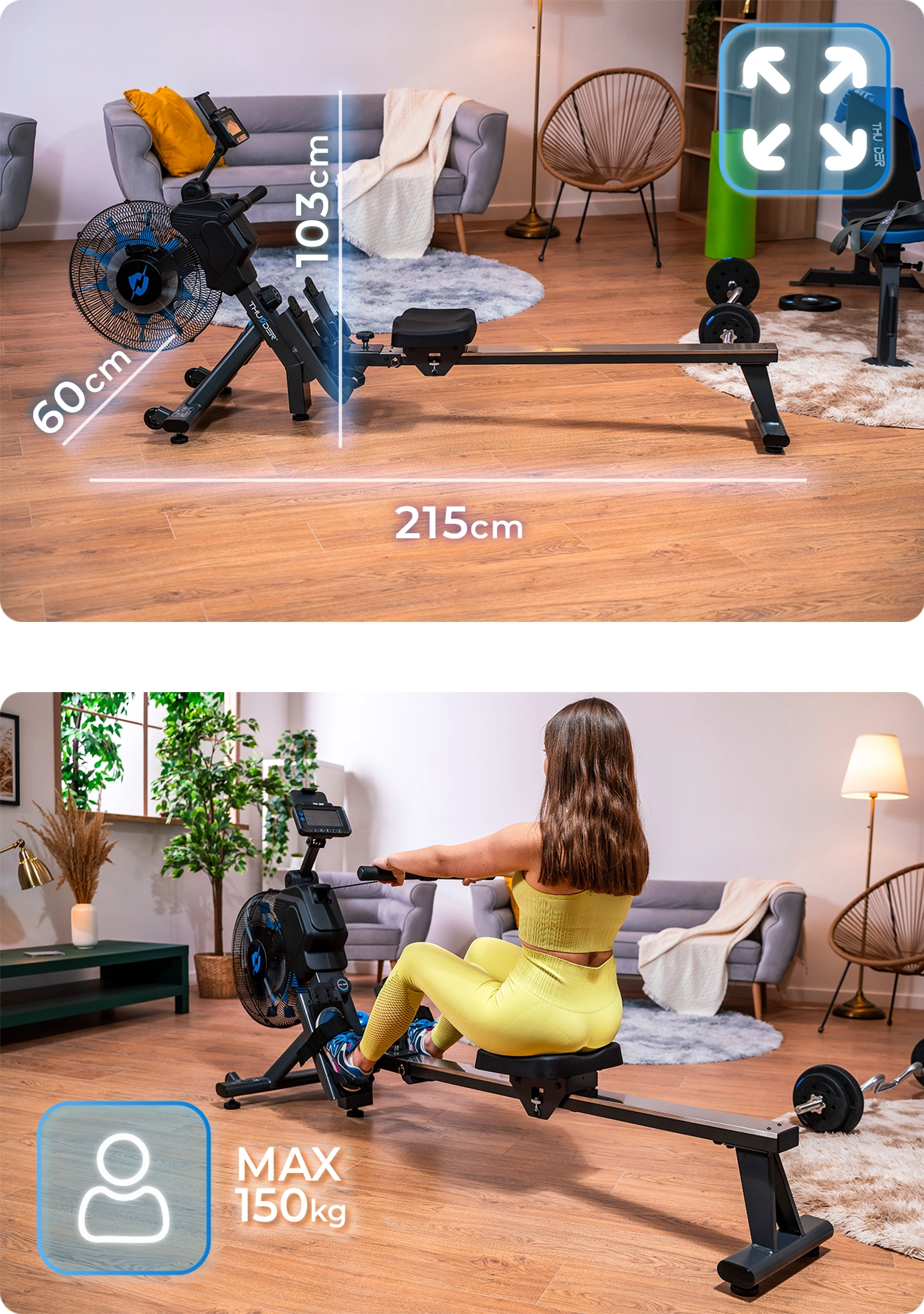 Side view of the rower