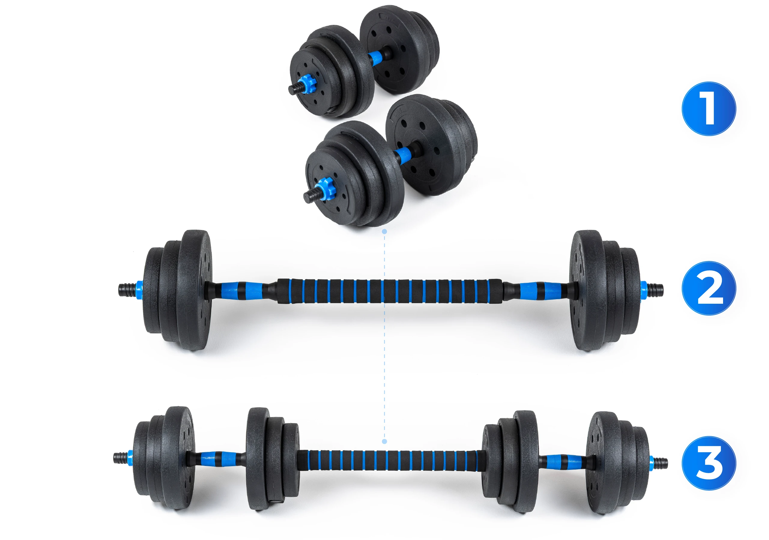 Intuitive assembly of dumbbells