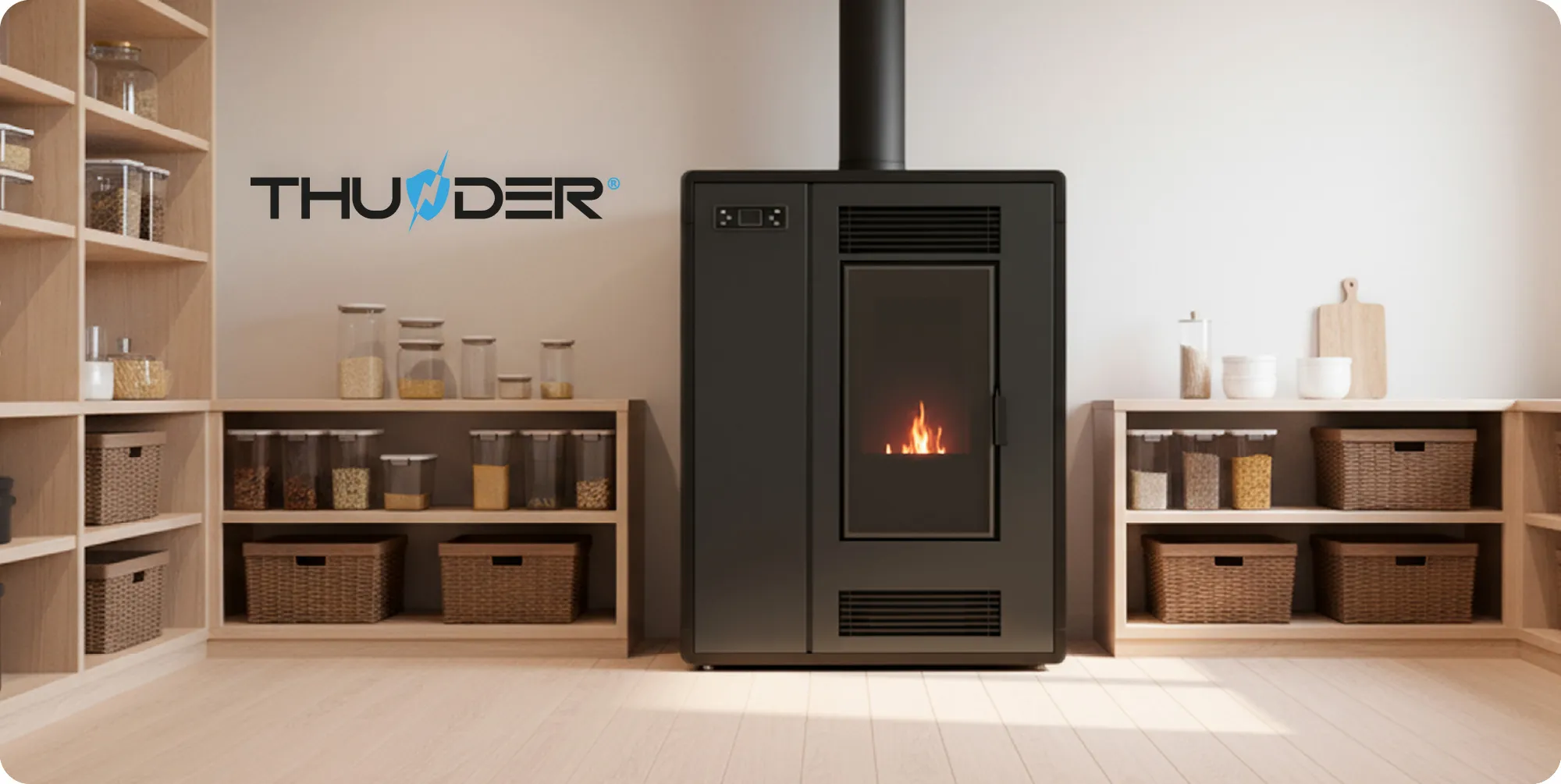 Freestanding 12kW pellet stove – THUNDER ARIA-BLACK