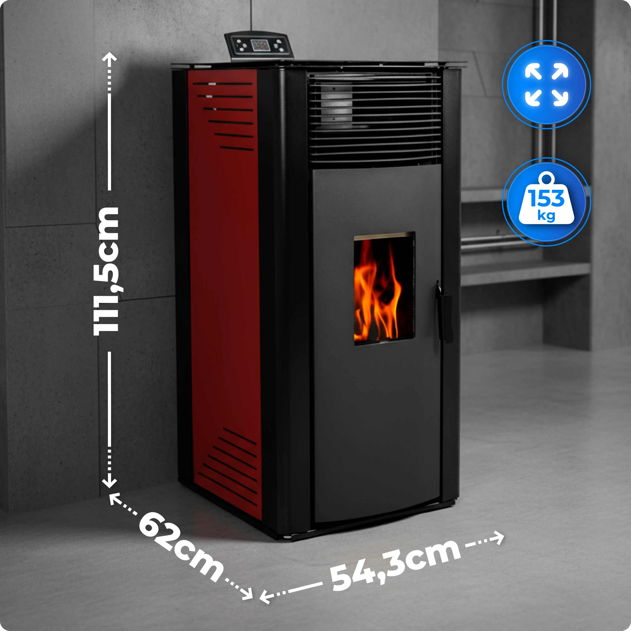 THUNDER GAREN-RED 15 kW stove specification