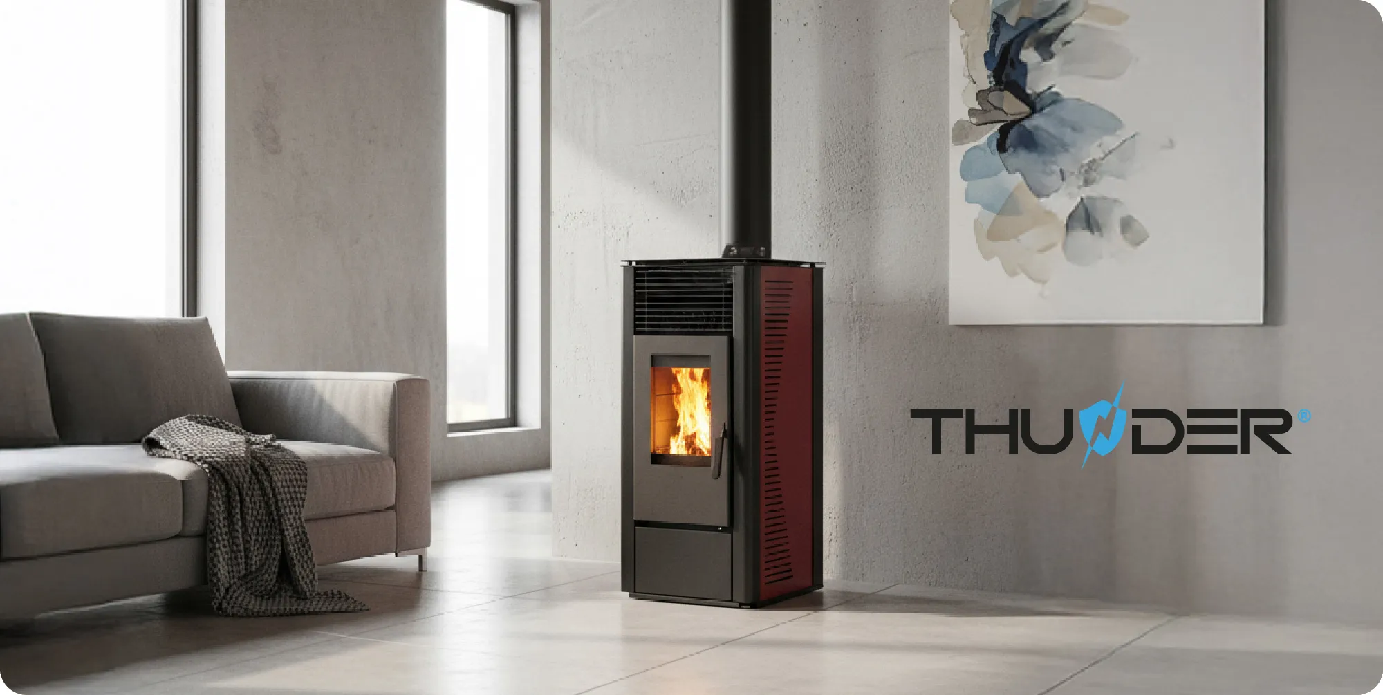 Freestanding 10kW pellet stove – THUNDER KARMEN-RED