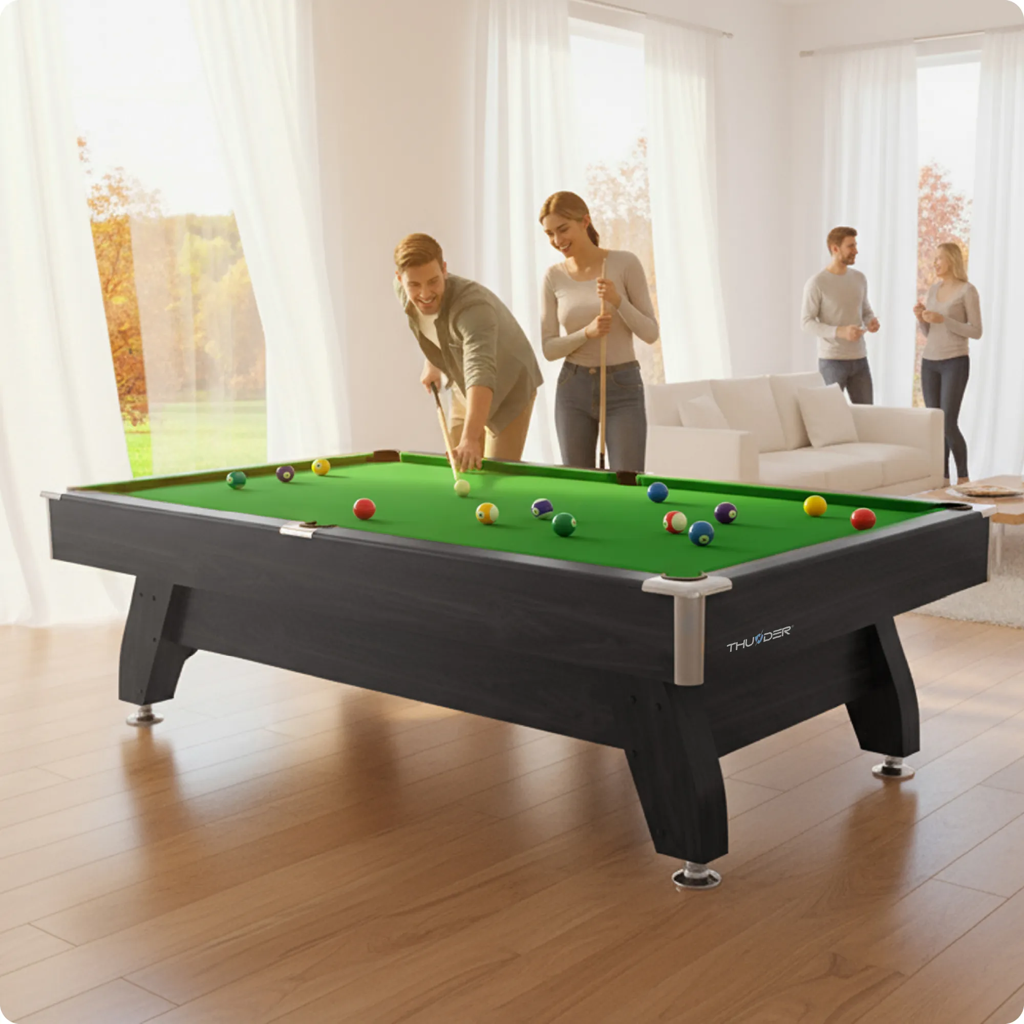 BOLD-BLACK-8FT Pool Table Set