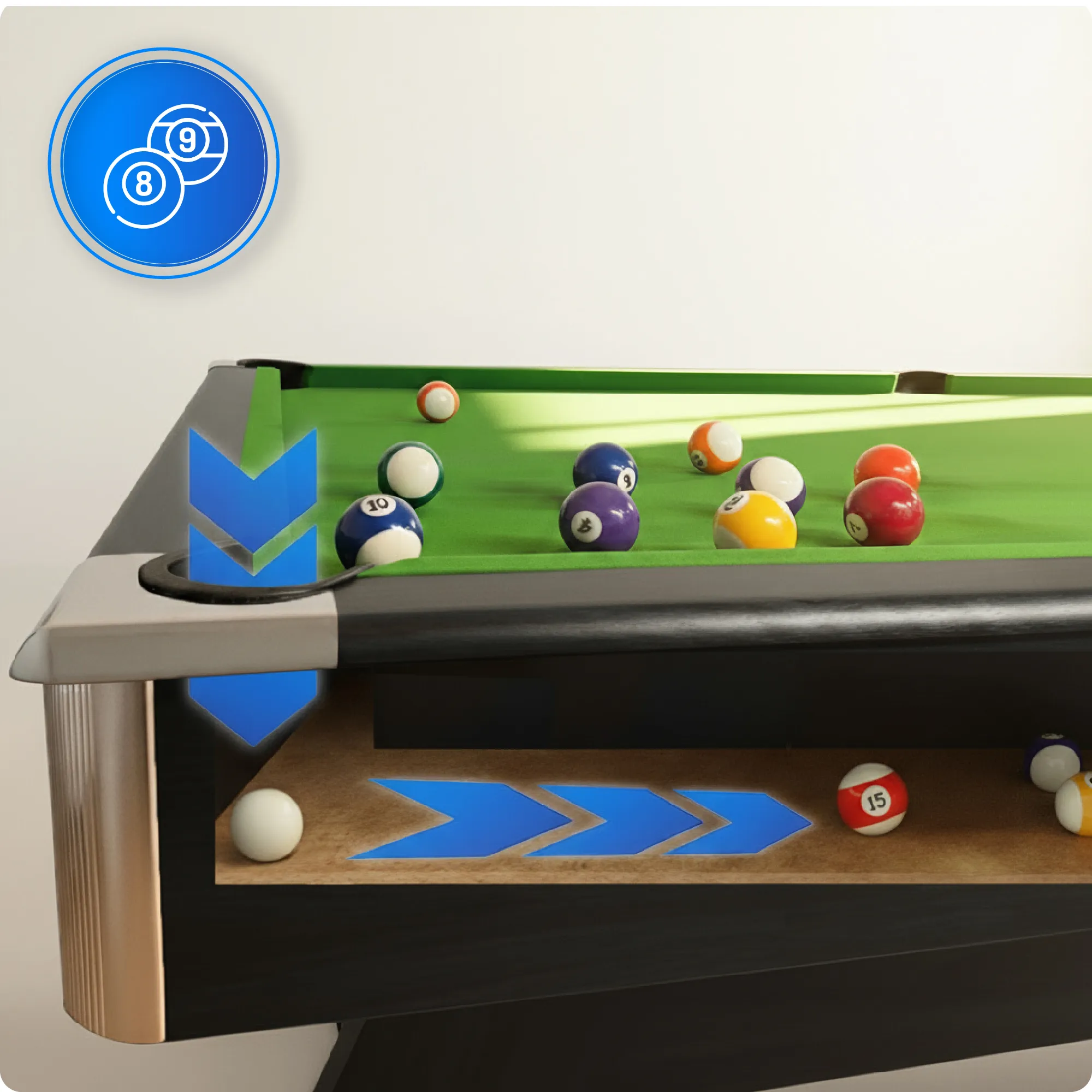 BOLD-BLACK-8FT Pool Table Set