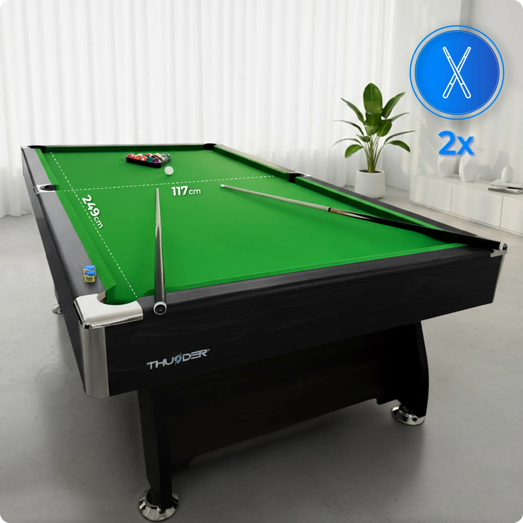 BOLD-BLACK-9FT Pool Table Set