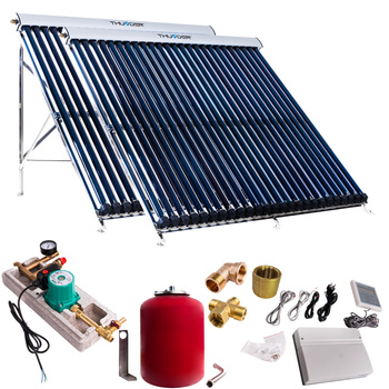 Solar kit with two 25 vacuum collectors without solar cable and without storage tank