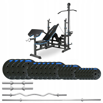 Bodybuilding set 87.5 kg with VIGOR-C bench by THUNDER with a slightly curved barbell