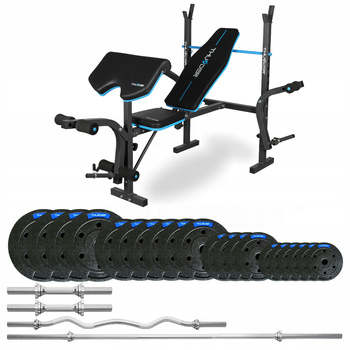 Bodybuilding set 87.5 kg with VIGOR-A bench by THUNDER with a slightly curved barbell 