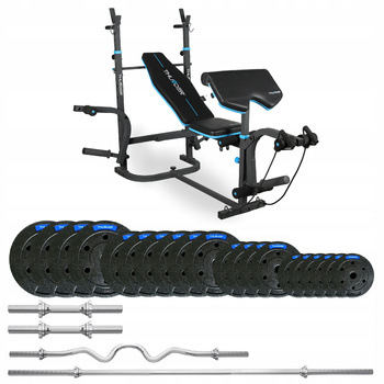 Bodybuilding set 87.5 kg with VIGOR-B bench by THUNDER with a deeply curved barbell