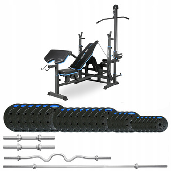 Bodybuilding set 117.5 kg with VIGOR-C bench by THUNDER with a deeply curved barbell