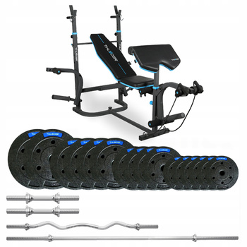 Bodybuilding set 57.5 kg with VIGOR-B bench by THUNDER with a slightly curved barbell