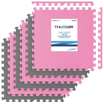 Pink-Gray Exercise Puzzle Mat 60x60 cm THUNDER
