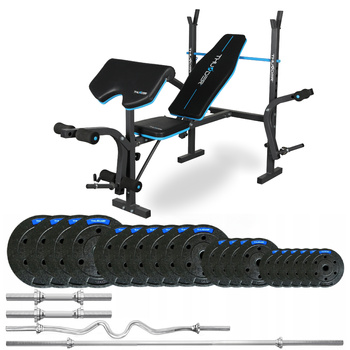 Bodybuilding set 87.5 kg with VIGOR-A bench by THUNDER with a deeply curved barbell