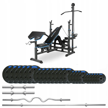 Bodybuilding set 117.5 kg with VIGOR-C bench by THUNDER with a deeply curved barbell