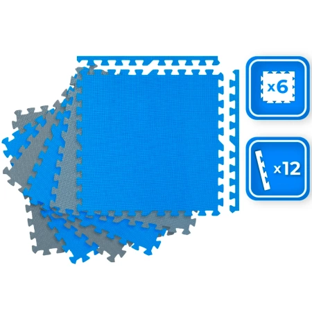Blue-Gray Exercise Puzzle Mat 60x60x1 cm THUNDER