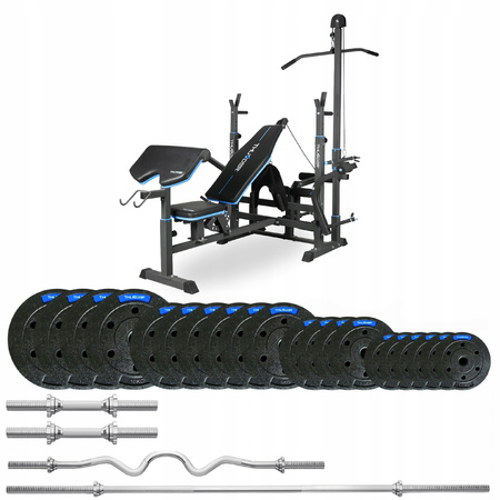 Bodybuilding set 87.5 kg with VIGOR-C bench by THUNDER with a deeply curved barbel