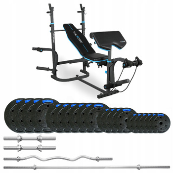 Bodybuilding set 87.5 kg with VIGOR-B bench by THUNDER with a slightly curved barbell