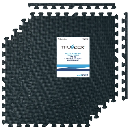 Black Exercise Puzzle Mat 60x60 cm THUNDER