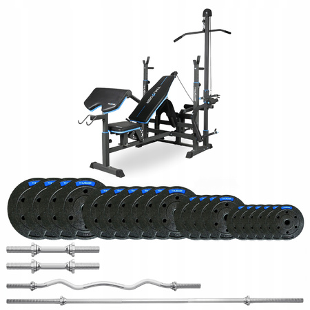 Bodybuilding set 87.5 kg with VIGOR-C bench by THUNDER with a slightly curved barbell