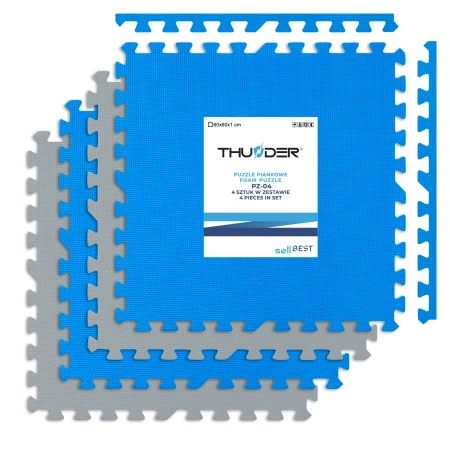 Blue-Gray Exercise Puzzle Mat 60x60x2 cm THUNDER
