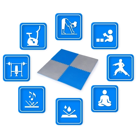 Blue-Gray Exercise Puzzle Mat 60x60x2 cm THUNDER