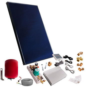 Solar kit with one 2.5 m² flat panel, without solar cable and without tank