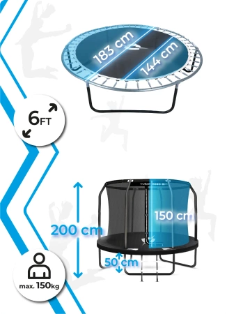 THUNDER INSIDE ELITE 6FT Trampoline (183 cm) BLACK