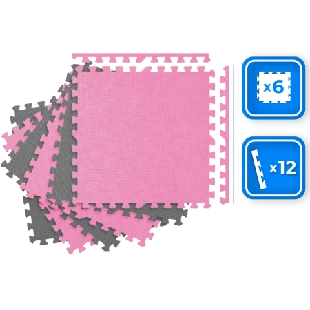 Pink-Gray Exercise Puzzle Mat 60x60 cm THUNDER