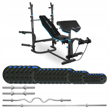 Bodybuilding set 117.5 kg with VIGOR-B bench by THUNDER with a deeply curved barbell